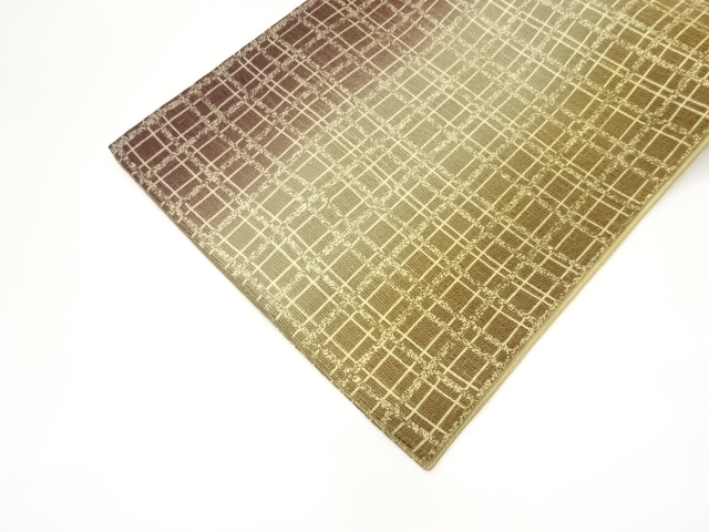  格子模様織出し袋帯